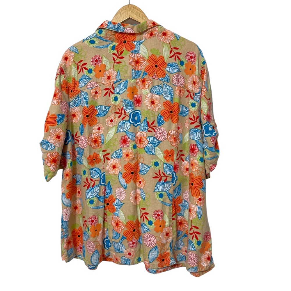 Just My Size Linen Shirt Womens Plus Size 4X Spring Floral - Picture 5 of 6